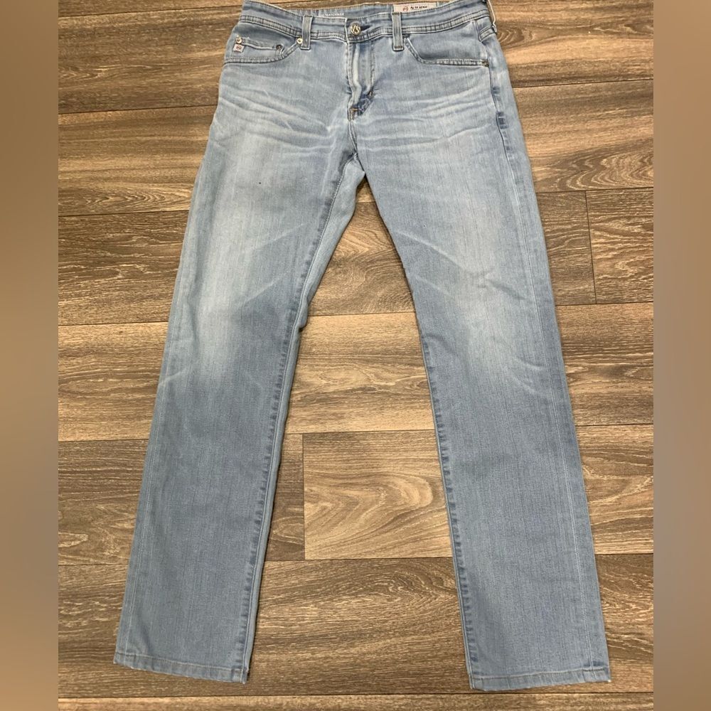AG Adriano Goldschmied The Natalie Slim Straight Chambray Denim Jeans Size 28